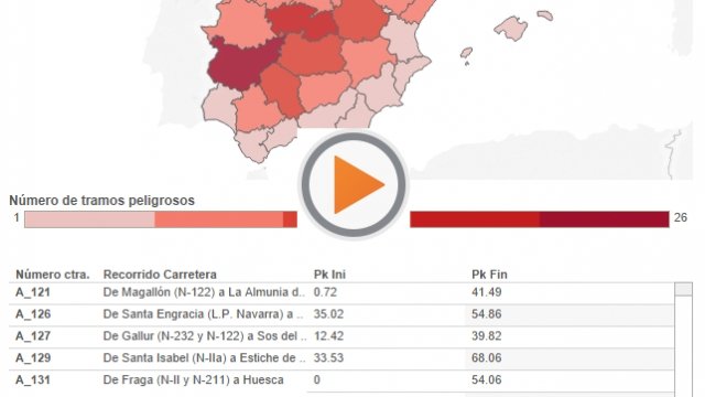 El mapa con las carreteras más peligrosas de España